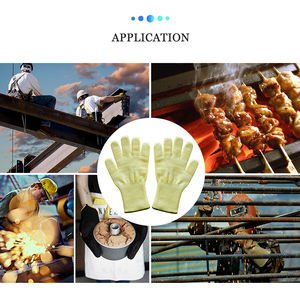 特注ホワイトイエローアラミド250度耐熱性手袋防火性余分に長い高温保護オーブン手袋 - Product Image 6