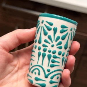 Vaso de Chupito de Cerámica Mexicana Talavera, Diseño Creativo, Hecho a Mano, Personalizado, para Tequila, <span class=keywords><strong>Caballito</strong></span> de 2 oz, con Relieve, para Cócteles - Product Image 4