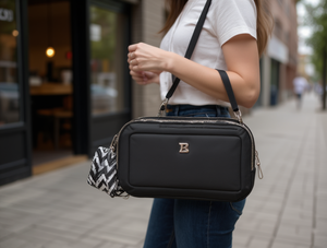 กระเป๋าใส่โทรศัพท์แบบสายรัดคู่สำหรับผู้หญิง วัสดุ PU พร้อมโลโก้ B - Product Image 2