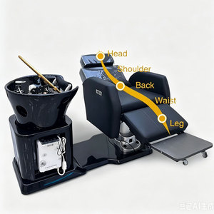 Cama de masaje eléctrica de lujo con lavabo para champú, silla reclinable ajustable para lavado de cabello, para peluquería, spa, barbería - Product Image 6