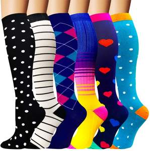 घुटने के उच्च कस्टम संपीड़न मोजे 25 mhg उच्च गुणवत्ता वाले नायलॉन कस्टम नवीनता लोगो आरामदायक संपीड़न मोजे - Product Image 4