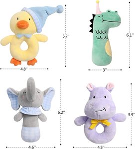 Custom Soft Baby Rattle for <strong>Newborns</strong> Plush <strong>Stuffed</strong> <strong>Animals</strong> Rattle Shaker Set for Infants Shower Gifts for Boys Shaker Teether - Product Image 6