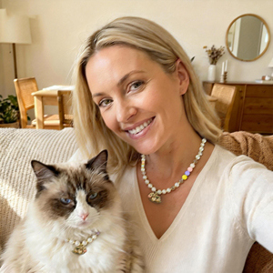 Modernes Elegantes Perlen-Halsband mit Verstellbarem Kupfer-K-Gold Tieranhänger für Haustiere - Product Image 1