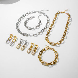 YF5144 Bracciale di Design alla Moda, Placcato in <span class=keywords><strong>Oro</strong></span> 18K, Catena Spessa in Acciaio Inossidabile con Clip, Charm in Zirconia Cubica - Product Image 5