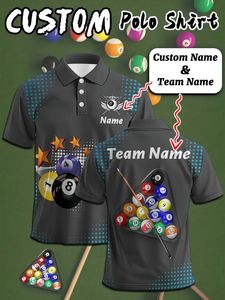 Magliette Personalizzate con Stampa 3D di Giocatori di Biliardo, Divertenti Polo per Squadre di Biliardo, Tornei di Pool e Snooker - Product Image 2