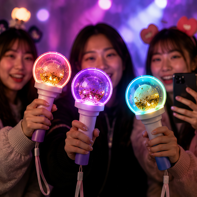 USB Rechargeable Flowing Glitter Acrylic Cheering Wand, 2.4G Wireless Control, J-Pop Fanmeeting Festival, Custom Logo Wholesale