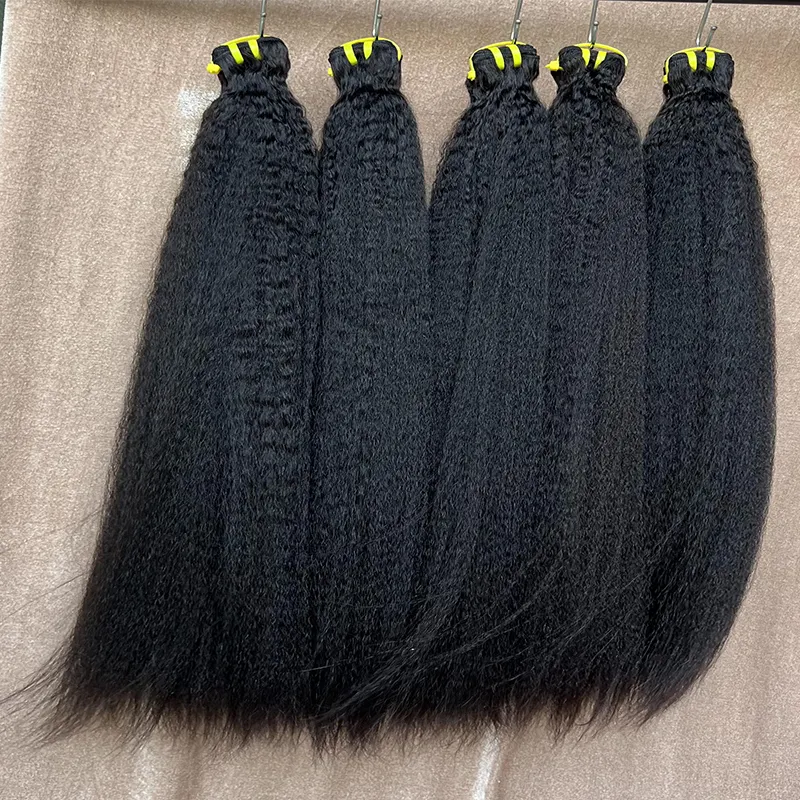 100% Menselijk Haar Rauwe Onverwerkte Cuticula Uitgelijnd Indian Haar Groothandel Bundel Kinky Straight Yaki Bundel