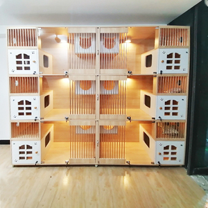 Современная клетка для кошек из массива дерева, роскошный кошачий домик с большой стеклянной дверью, многофункциональная вилла для демонстрации и содержания в зимнее время - Product Image 1