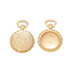Pendentif en alliage orné avec monture de montre de poche et serti de cabochon rond pour camées en résine steampunk - Product Image 2