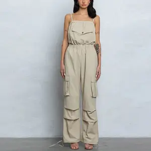 Adjustable straps 100% nylon rompers women Tube top parachute cargo jumpsuit