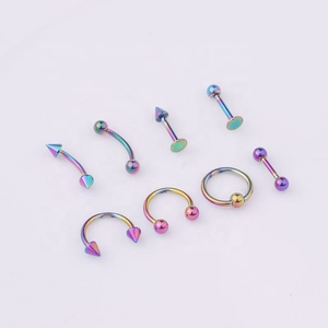 Acier inoxydable multicolore circulaire fer à cheval Clicker Spike <span class=keywords><strong>Piercing</strong></span> lèvre nez anneau ensemble corps <span class=keywords><strong>Piercing</strong></span> <span class=keywords><strong>bijoux</strong></span> <span class=keywords><strong>grossiste</strong></span> - Product Image 3