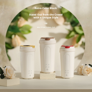Tasse chauffante électrique portable 450 ml, 4 niveaux de température, affichage LED, ébullition rapide en 6 min, acier inoxydable 304, arrêt automatique, anti-fuite, pour voyage et bureau - Product Image 5