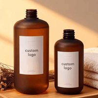 Pots de beurre corporel clair givré ambre 150ml 250ml 8oz pot de crème cosmétique en plastique PET pour le corps avec couvercle en bambou