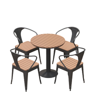 Ensemble durable de chaises de table à manger d'extérieur Design moderne pour terrasses protégées du soleil Balcons Tea Shops-Combinaison de bois et de fer