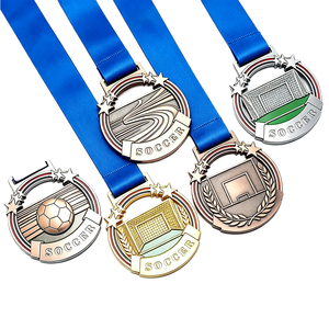 Medalla de Fútbol Personalizada, Chapada en Oro, Plata y Cobre, con Cinta, para Competiciones Deportivas y Torneos - Product Image 1