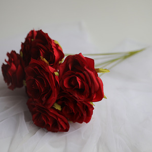 Fiore roseo 9 testa di <span class=keywords><strong>seta</strong></span> <span class=keywords><strong>artificiale</strong></span> rosa Bouquet stile moderno di lunga durata matrimonio decorazione floreale <span class=keywords><strong>artificiale</strong></span> 9 testa rosa mazzetto - Product Image 4