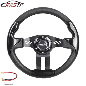 CRASTP Car Steering <b>Wheel</b> 13 Inch PU Racing Style 3 <b>Spokes</b> For Performance Driving - Product Image 1