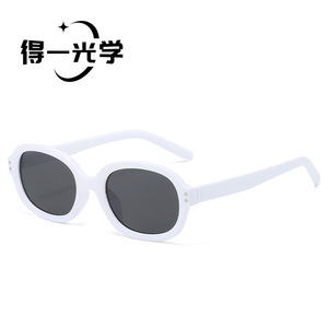 Studded <b>Sunglasses</b> 3D Oval Small Frame Women UV400 Protection Black PC Frame - Product Image 5