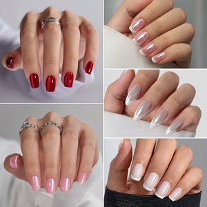 <span class=keywords><strong>Faux</strong></span> <span class=keywords><strong>faux</strong></span> ongles réutilisables au design <span class=keywords><strong>beige</strong></span> émaillé personnalisé vente en gros ongles souples courts en gel amande de marque privée automne hiver à appliquer - Product Image 4