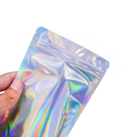 Pochette de support holographique personnalisée réutilisable Ziplock feuille de plastique mylar anti-odeur sac d'emballage alimentaire chewing-gum sushi gelée