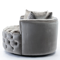 Fauteuil de salon moderne rond pivotant pour salon, fauteuil d'appoint capitonné, canapé d'appoint surdimensionné en tissu velours, fauteuil d'appoint en forme de tonneau
