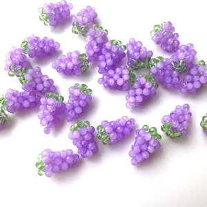 Beaded Grape Charms | Handmade Purple Faceted <b>Crystal</b> Bead Grape <b>Cluster</b> Pendants for DIY Jewelry, Bag Charms & Keychains - Product Image 1