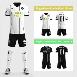 2024 Nieuwste Design Logo Sportkleding Omkeerbaar Voetbal Jersey Sublimatie Dragen Voetbal Uniform Training 100% Polyester Shirt