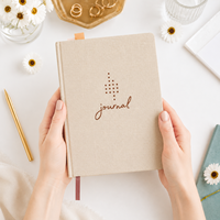 Journal personnalisé en lin avec couverture rigide beige en tissu naturel, cadeau OEM en gros