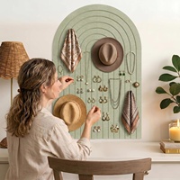 Tableau d'affichage mural décoratif multifonctionnel en feutre vert arqué élégant, auto-adhésif, pour la maison et le bureau