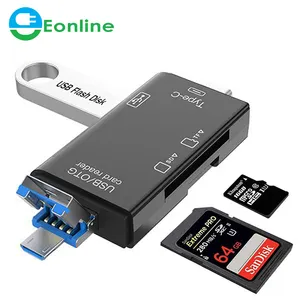 EONLINE 6合1 c型微型USB便携式sd卡读卡器适配器，适用于带OTG功能的sd卡适配器，适用于笔记本电脑