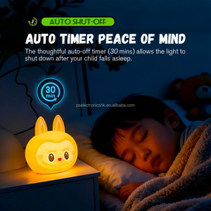 Labubv Custom Logo Cute <b>LED</b> Silicone Children Night <b>Light</b> with Remote Control Modern Design for Bedroom Warm White <b>USB</b> Power - Product Image 6