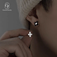 Boucles d'oreilles tendance en zircon croisé unisexe, design étoile polaire, accessoires d'oreille minimalistes et raffinés, vente en gros
