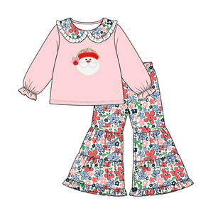 ชุดเสื้อผ้าเด็กผู้หญิงแขนยาวลายคริสต์มาสพร้อมกางเกงขาบาน - Product Image 2