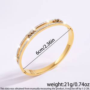 <span class=keywords><strong>Bracelet</strong></span> pour femme en acier inoxydable plaqué or 18 carats, résistant à l'eau et au ternissement, avec zircons et diamants, plusieurs styles - Product Image 5