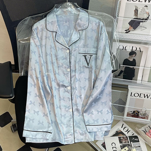 S7322F Bingshi di alta qualità con risvolto sottile <span class=keywords><strong>pantaloni</strong></span> lunghi a maniche lunghe con fiocco per <span class=keywords><strong>casa</strong></span> completo da <span class=keywords><strong>donna</strong></span> taglie forti - Product Image 3