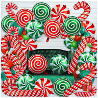 Ballons de décoration de fête de Noël en gros, rouge et vert, en forme de boîte cadeau et de canne, ballons ronds pour la décoration intérieure