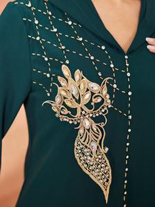 2026 tendance femmes à capuche brodé Abaya saoudien perlé Style ethnique modeste léger <span class=keywords><strong>cheville</strong></span> longueur tenue décontractée - Product Image 5