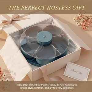 Plateau de service en PVC en forme de fleur, à compartiments, avec couvercle et design rotatif universel à 360° pour assiette de repas de Pâques - Vente en gros - Product Image 3