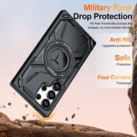 Coque de téléphone compatible avec Samsung Galaxy S26 Ultra, nouveau style mécanique, protection intégrale, antichute, support magnétique rotatif S25/24/A56