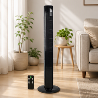Kipas Lantai Menara Listrik 46 Inci Berwarna Hitam, Berpendingin Angin, Cerdas, Bertenaga, Harga Terjangkau, Senyap, Plastik, Dilengkapi Remote Control, Timer, 3 Kecepatan