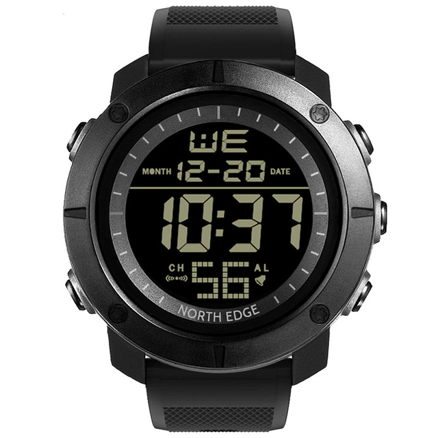 North Edge Tan-K Men Digital Chronograph Smart Sports Outdoor Waterproof Watches 1.55 -inch Tactical Luminous Alarm Clock Watch