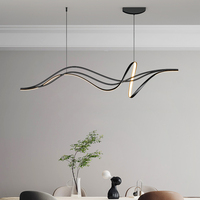 Ligne Minimaliste Lampes Suspendues Contemporaines Plafonnier Lustres Design Noir Salon Silicone Gel Led Lustre