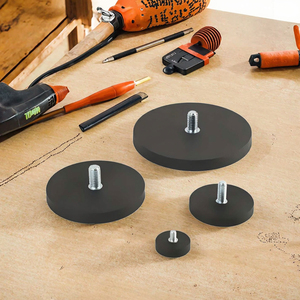 Aimants néodyme D43 66 88mm Ndfeb, fixation magnétique à pot, goujon fileté M6 M8 pour base LED de voiture, revêtement en caoutchouc noir - Product Image 3