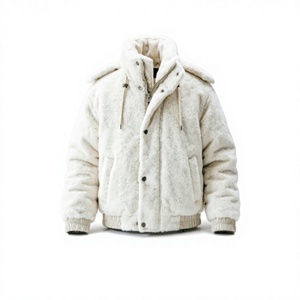 Parka à capuche en fausse fourrure blanche, veste d'hiver épaisse, fermeture éclair, manteau en peluche pour les activités de plein air - Product Image 1