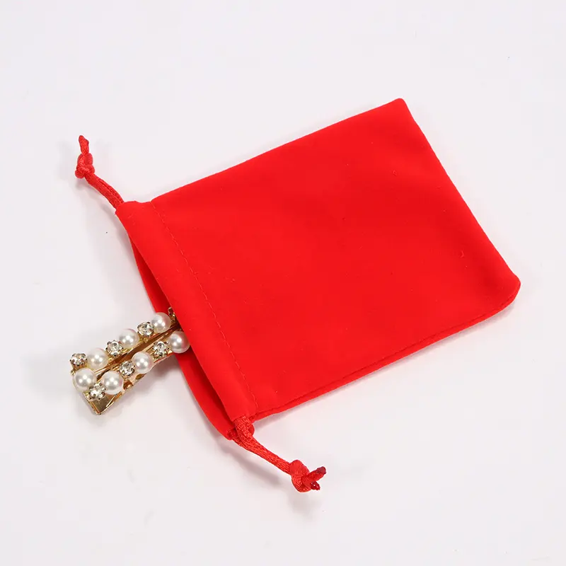 Pochettes pour bijoux en velours rouge, 30 pièces, pochette à cordon, poche de lavage