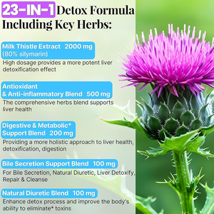 Rosebest Custom 2000mg Ekstrak Herbal Milk Thistle 23 in 1 Formula Detoks Pembersih dan Detoksifikasi Hati Suplemen Gummy Pendukung Kesehatan - Product Image 2