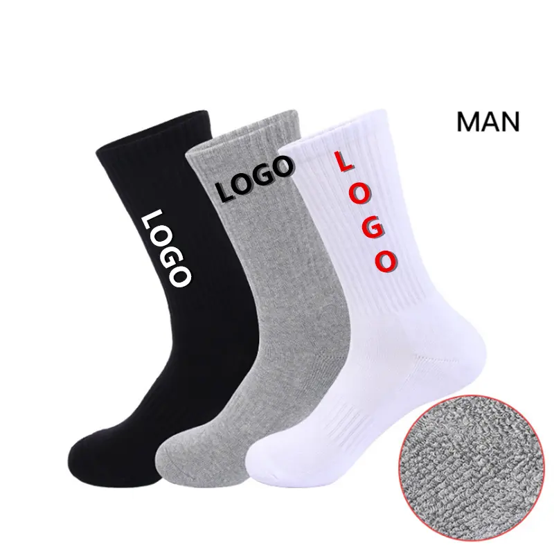 Calcetines con logo personalizado y material de algodón, para baloncesto, color sólido, con logotipo, venta al por mayor
