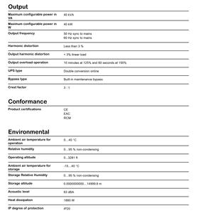 E3SUPS40KH UPS Trifásico en Línea de Alta Eficiencia 40kVA 40kW 400V, Sistema de Alimentación Ininterrumpida para Centro de Datos con Batería Externa - Product Image 4