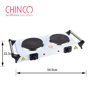 2燃烧器手柄白色双固体电加热器炉子热板 - Product Image 2