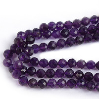 Perles rondes facettées en améthyste violette naturelle de 6 à 10 mm pour la fabrication de bijoux de mode DIY, bracelets, colliers, artisanat fait main, cadeaux